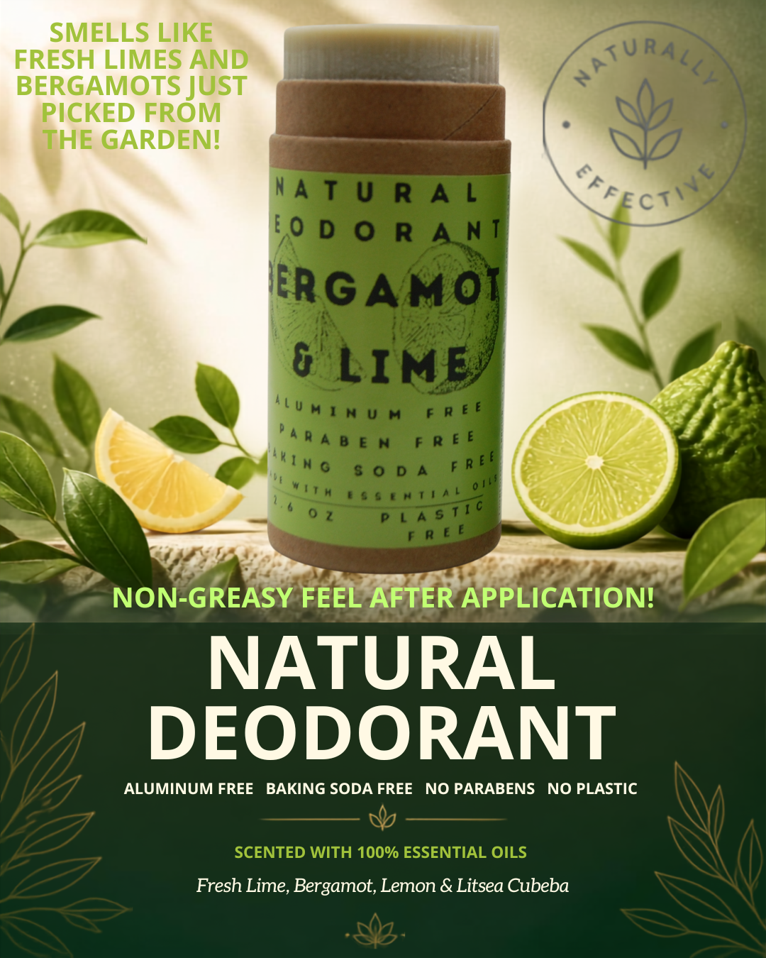 Natural deodorant - Bergamot & Lime